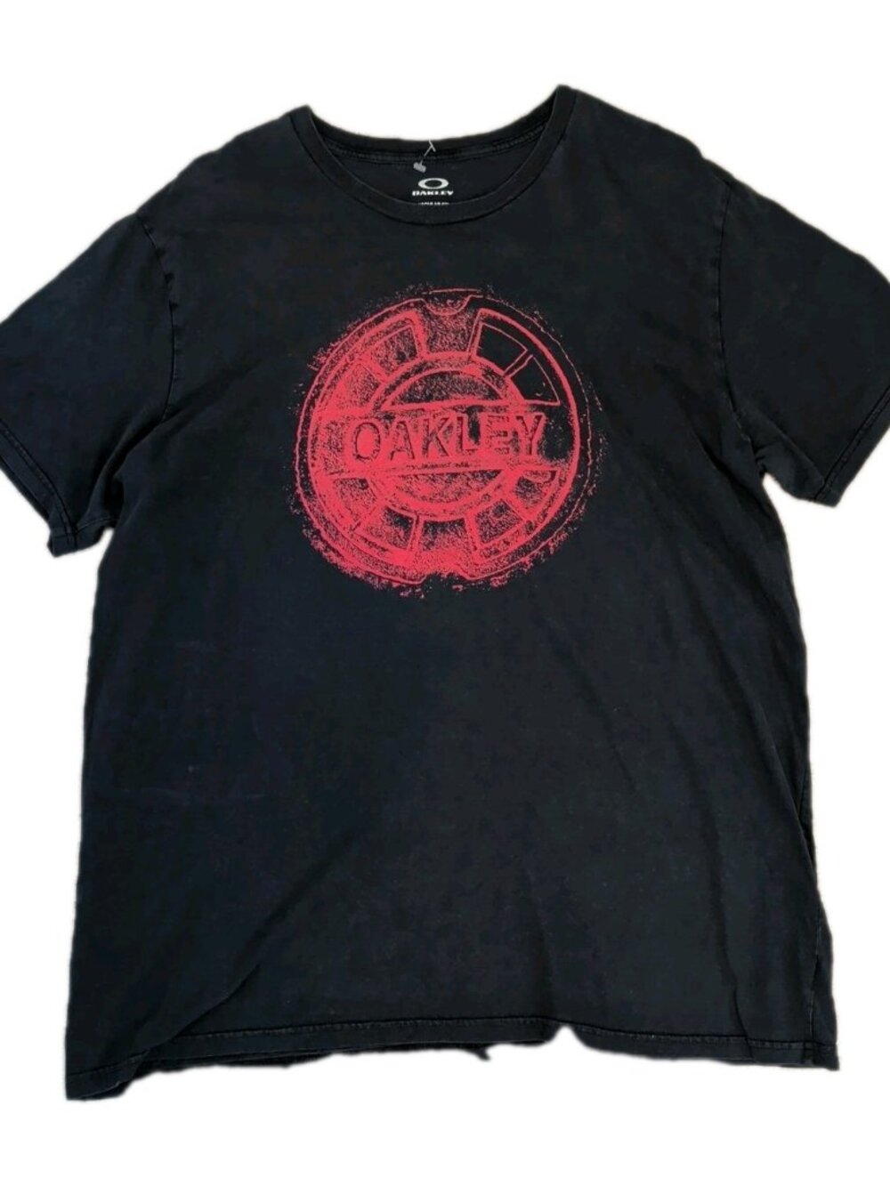 Mens Oakley Software Center Logo T-Shirt Tee XXL Y2k Skater Grunge Black Faded